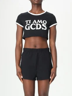T-shirt crop con maxi logo GCDS