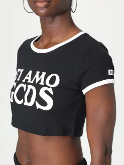 T-shirt crop con maxi logo GCDS