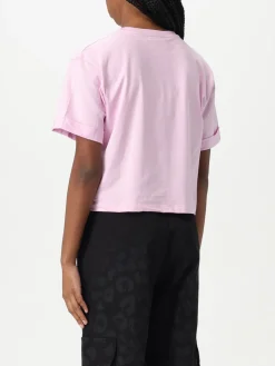 T-shirt crop in cotone con stampa logo Disclaimer