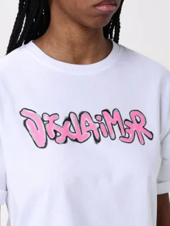 T-shirt crop in cotone con stampa logo Disclaimer