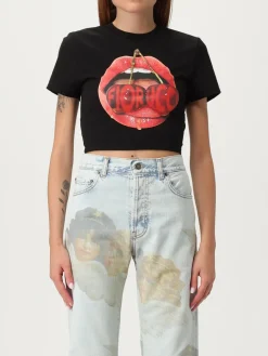 T-shirt crop in cotone stampata Fiorucci