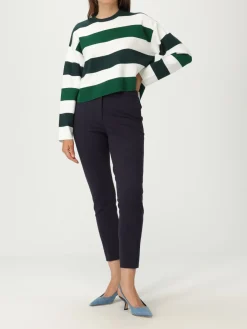 T-shirt crop in misto viscosa a righe Max Mara