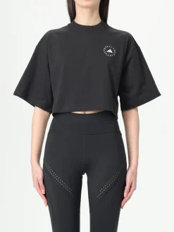 T-shirt crop in poliestere con logo Adidas by Stella McCartney