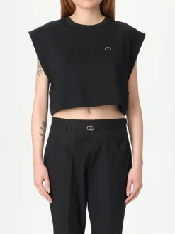 T-shirt cropped Twinset in cotone