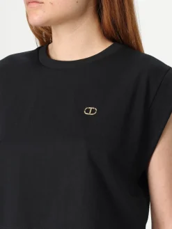 T-shirt cropped Twinset in cotone