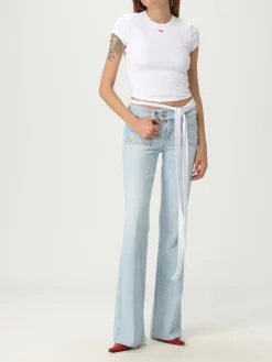 T-shirt Diesel crop in cotone con logo Oval D