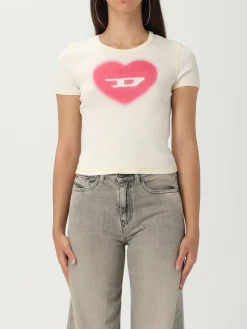 T-shirt Diesel in cotone con stampa Oval D