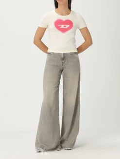 T-shirt Diesel in cotone con stampa Oval D