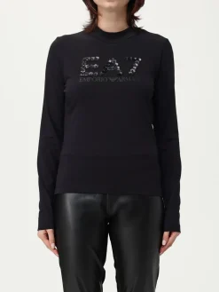 T-shirt EA7 in cotone con logo di paillettes