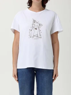 T-shirt in cotone con cagnolino e strass Liu Jo