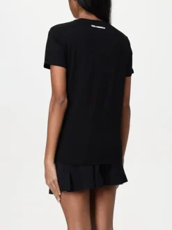 T-shirt in cotone con Gatto Karl di strass Karl Lagerfeld