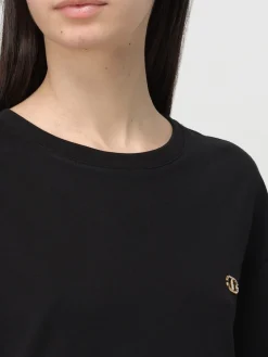 T-shirt in cotone con inserti in pizzo Twinset