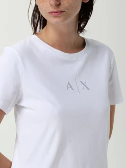T-shirt in cotone con logo di strass Armani Exchange