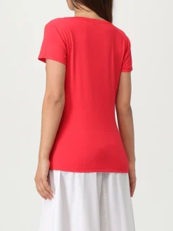 T-shirt in cotone con logo di strass Liu Jo