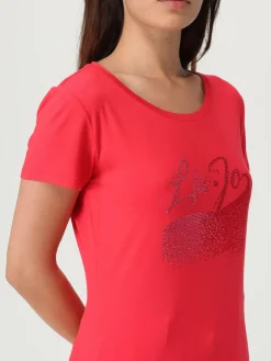 T-shirt in cotone con logo di strass Liu Jo