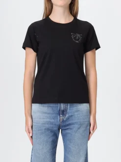 T-shirt in cotone con logo Love Birds Pinko