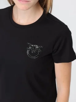 T-shirt in cotone con logo Love Birds Pinko