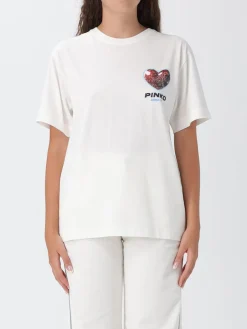 T-shirt in cotone con logo Pinko