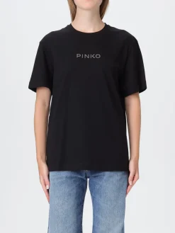 T-shirt in cotone con logo Pinko
