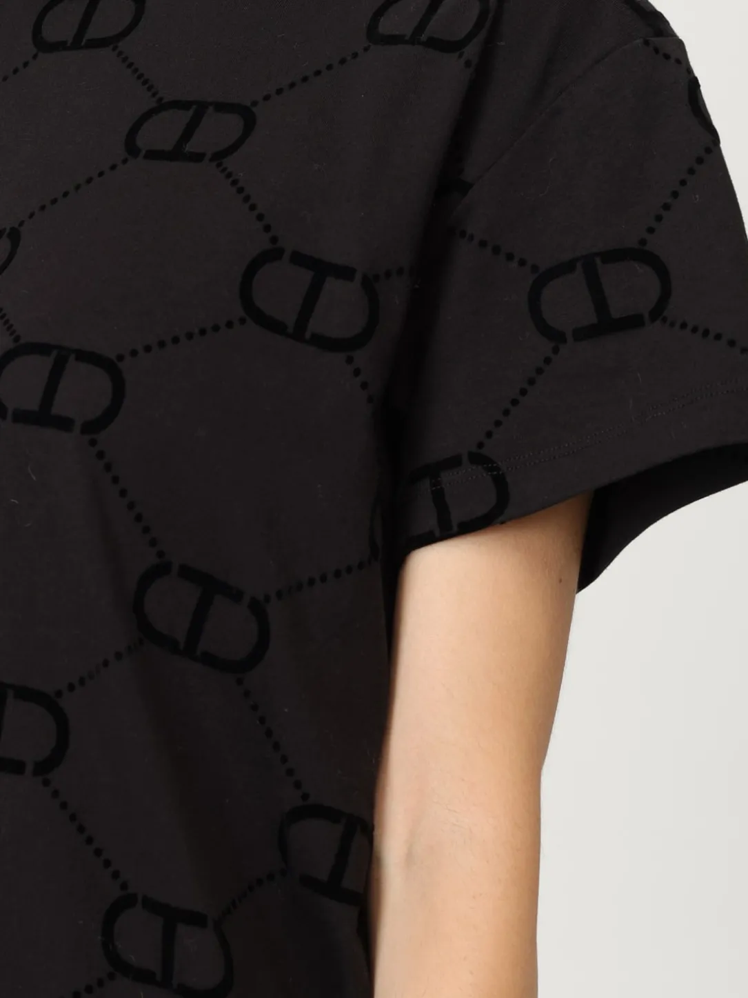 T-shirt in cotone con logo all-over Twinset