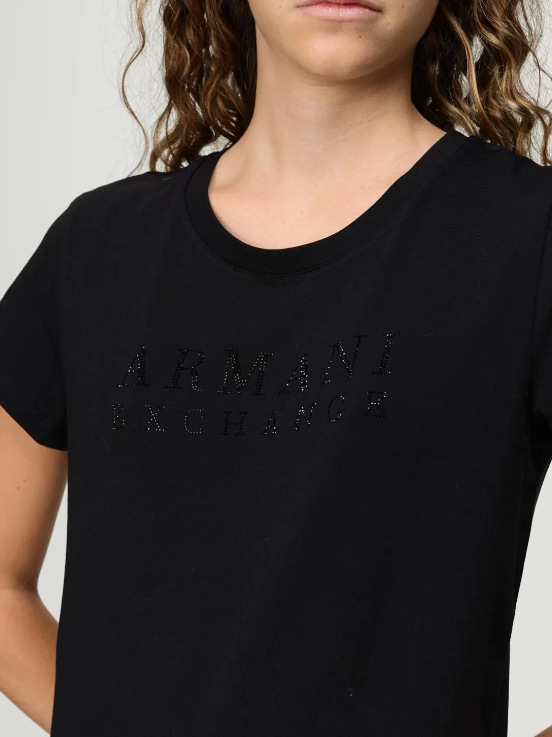 T-shirt in cotone con logo di strass Dolce & Gabbana