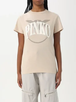 T-shirt in cotone con maxi logo Love Birds Pinko