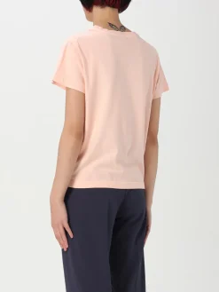 T-shirt in cotone con mini logo Pinko