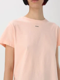 T-shirt in cotone con mini logo Pinko