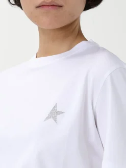 T-shirt in cotone con mini logo Golden Goose