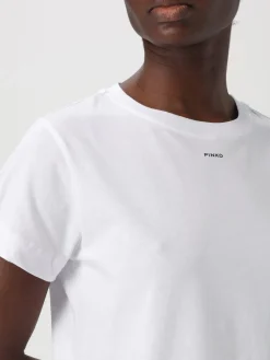 T-shirt in cotone con mini logo Pinko