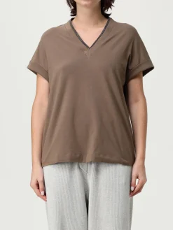 T-shirt in cotone con monile Brunello Cucinelli
