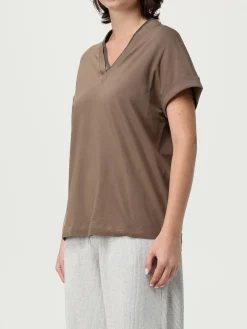 T-shirt in cotone con monile Brunello Cucinelli