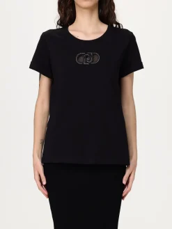 T-shirt in cotone con monogramma Liu Jo