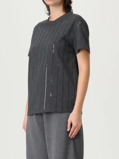 T-shirt in cotone con paillettes Brunello Cucinelli