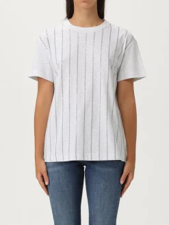 T-shirt in cotone con paillettes Brunello Cucinelli