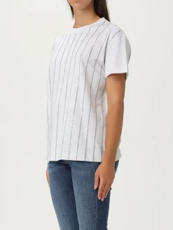 T-shirt in cotone con paillettes Brunello Cucinelli