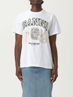 T-shirt in cotone con stampa Gatti Ganni