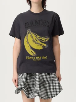 T-shirt in cotone con stampa BANANE Ganni