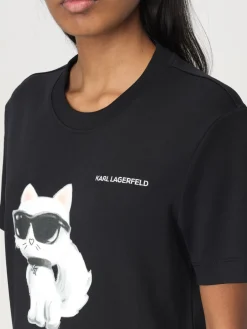 T-shirt in cotone con stampa Gatto Karl Karl Lagerfeld