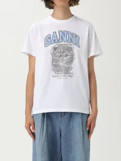 T-shirt in cotone con stampa Gatti Ganni
