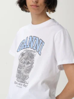 T-shirt in cotone con stampa Gatti Ganni