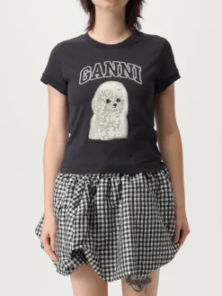 T-shirt in cotone con stampa Cane Ganni