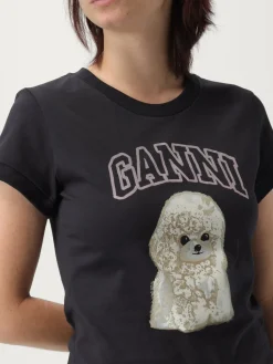 T-shirt in cotone con stampa Cane Ganni