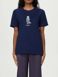 T-shirt in cotone con stampa logo Maison Kitsuné