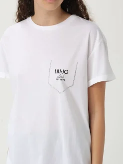T-shirt in cotone con strass Liu Jo