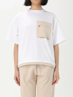 T-shirt in cotone con toppe e zip Moorer