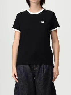 T-shirt in cotone organico con mini logo Karl Lagerfeld