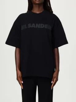 T-shirt in cotone over con logo Jil Sander