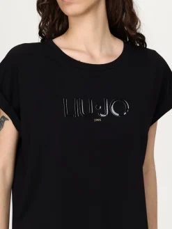 T-shirt in cotone stretch con logo Liu Jo