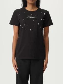 T-shirt Karl Lagerfeld in cotone con strass
